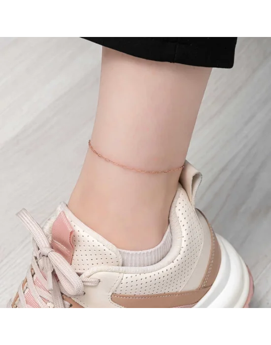 Gümüş Rose Zincir Desenli Halhal