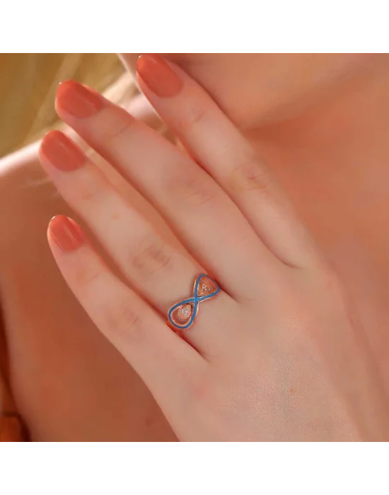 Gümüş Rose Zirkon Taşlı Sonsuzluk Kadın Yüzük