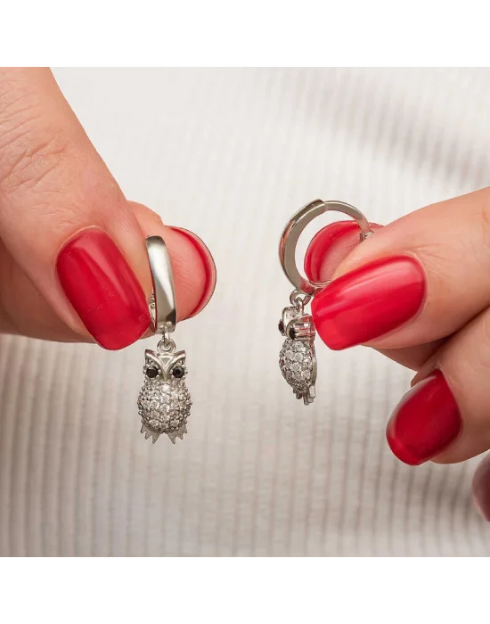 Gümüş Sallantılı Baykuş Kadın Küpe