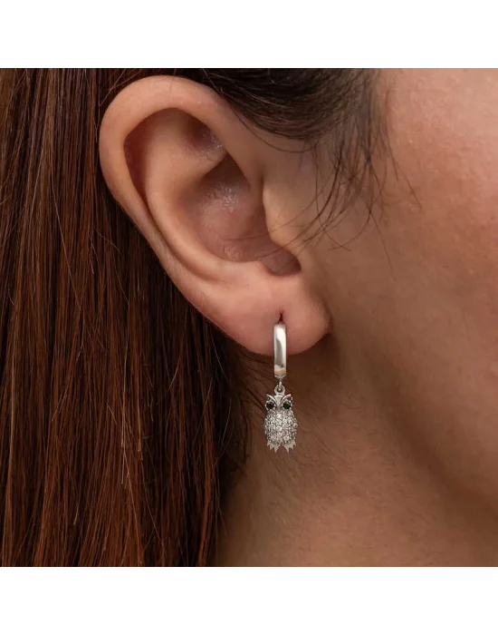 Gümüş Sallantılı Baykuş Kadın Küpe