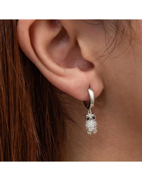 Gümüş Sallantılı Baykuş Kadın Küpe