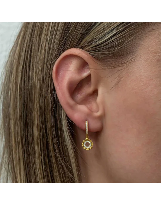 Gümüş Sallantılı Gold Halka Kadın Küpe