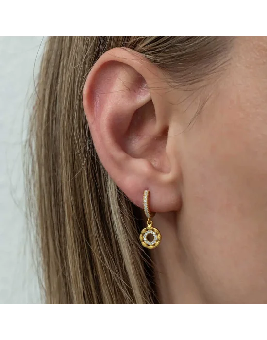 Gümüş Sallantılı Gold Halka Kadın Küpe