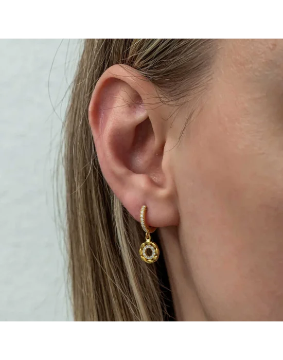 Gümüş Sallantılı Gold Halka Kadın Küpe