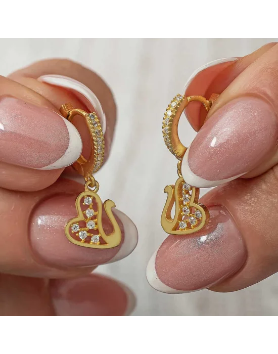 Gümüş Sallantılı Gold Kuğu Kadın Küpe