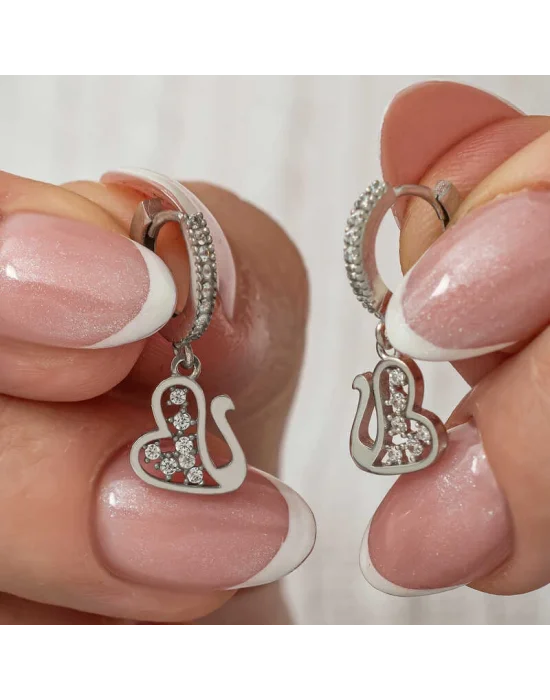 Gümüş Sallantılı Kuğu Kadın Küpe