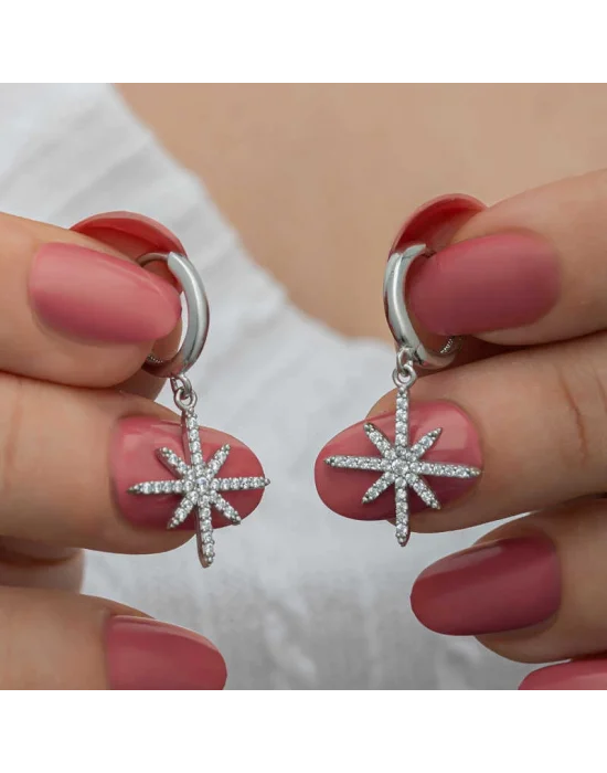 Gümüş Sallantılı Kutup Yıldızı Kadın Küpe