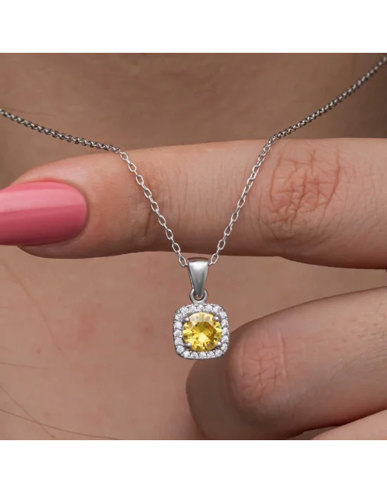 Gümüş Sarı Baget Taşlı Kadın Kolye