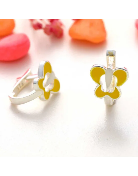 Gümüş Sarı Kelebek Çocuk Küpesi