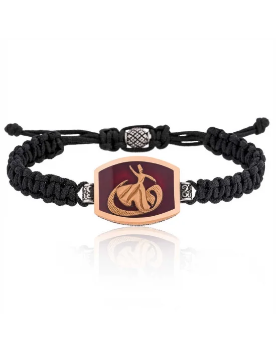 Gümüş Semazen Vav Desenli Makrome Erkek Bileklik