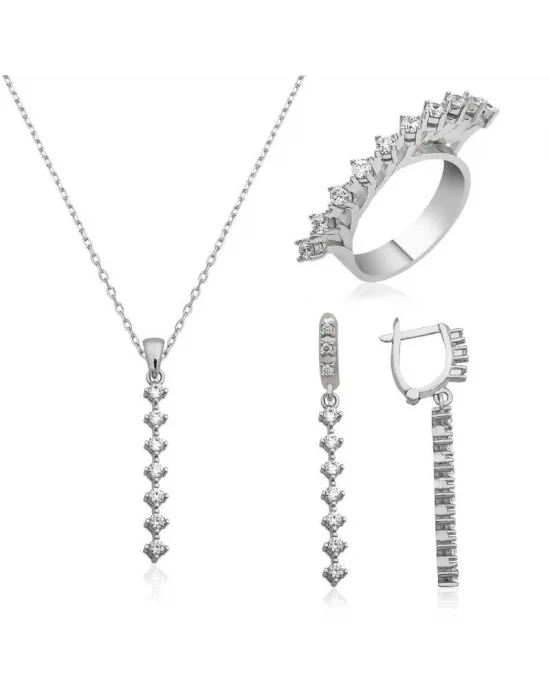 Gümüş Sıra Taşlı Bayan Set