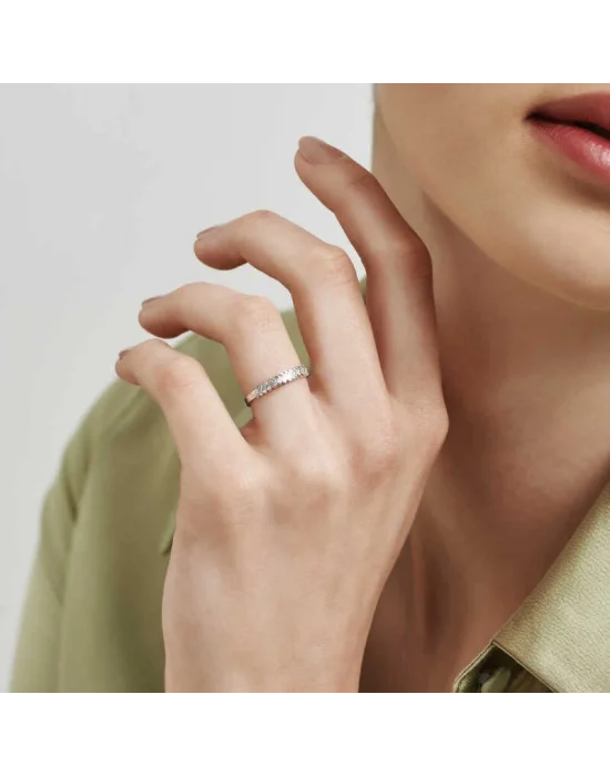 Gümüş Sıralı Baget Taşlı Bayan Yüzük