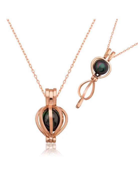 Gümüş Siyah İnci Bayan Kolye