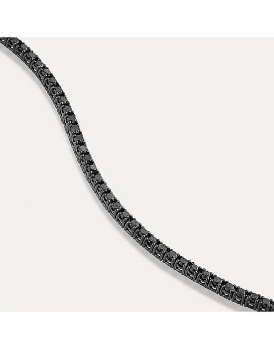 Gümüş Siyah Taşlı Su Yolu Bileklik