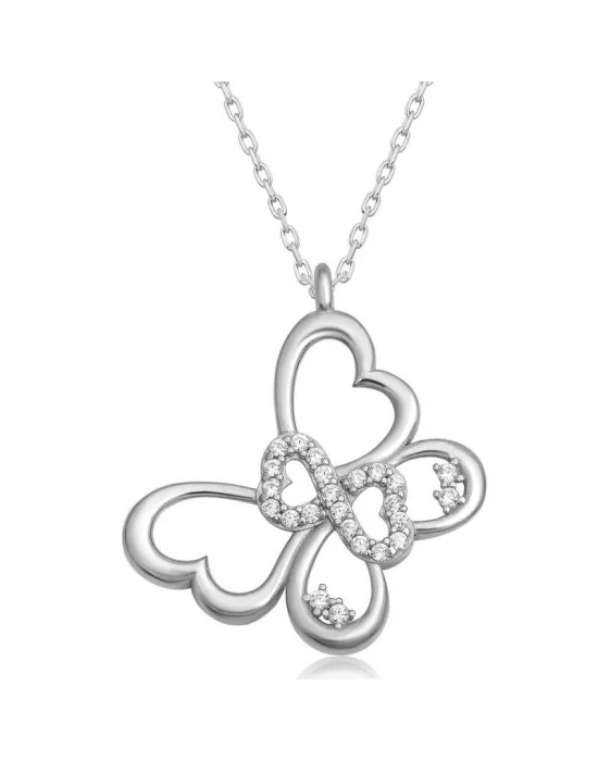 Gümüş Sonsuzluk Kelebek Kadın Kolye