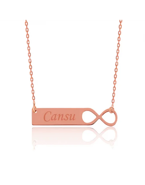 Gümüş Sonsuzluk Plaka İsimli Kolye