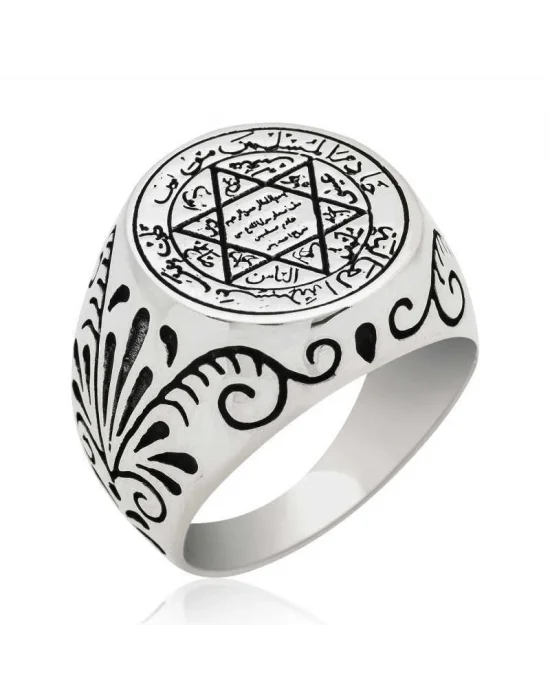 Gümüş Süleyman Mührü Erkek Yüzük
