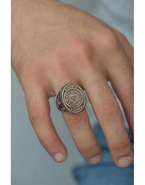Gümüş Süleyman Mührü Erkek Yüzük