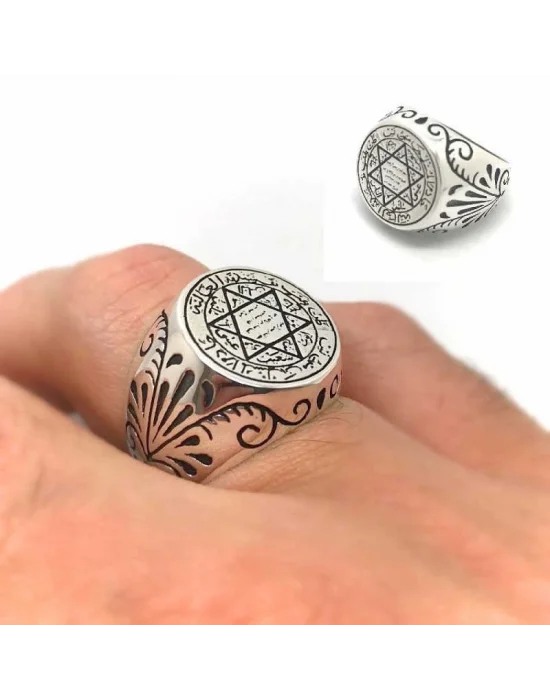 Gümüş Süleyman Mührü Erkek Yüzük