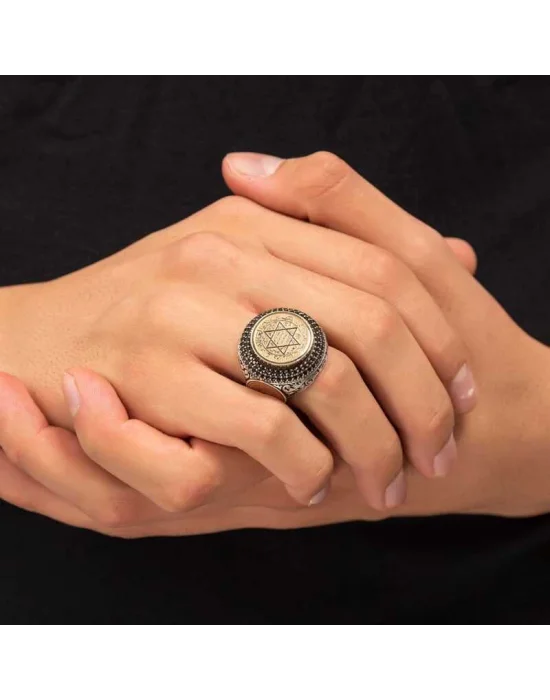 Gümüş Süleyman Mührü Erkek Yüzük