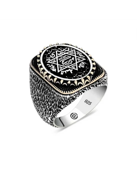 Gümüş Süleyman Mührü Oval Erkek Yüzük