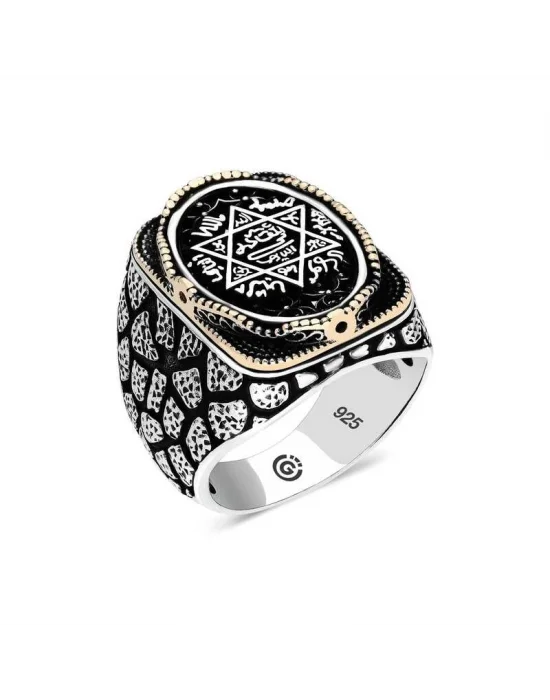 Gümüş Süleyman Mührü Oval Erkek Yüzük