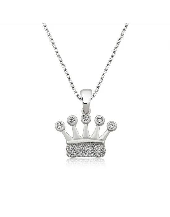 Gümüş Taç Bayan Kolye