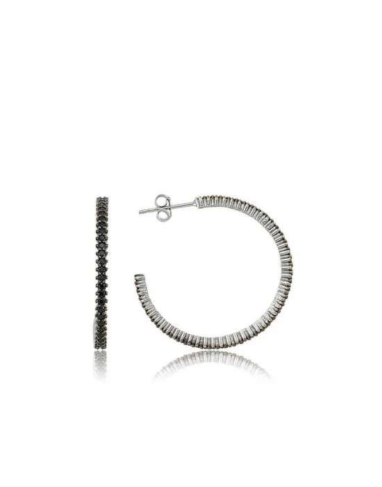 Gümüş Tamtur Siyah Taşlı Küpe