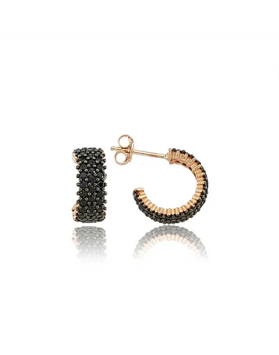 Gümüş Tamtur Siyah Taşlı Küpe