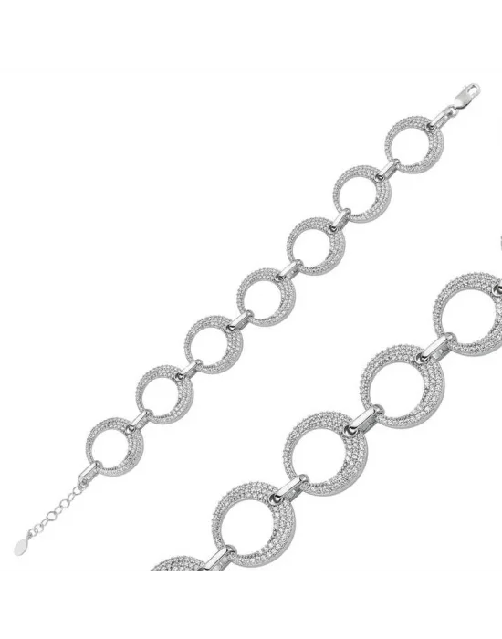 Gümüş Taşlı Halka Bayan Bileklik