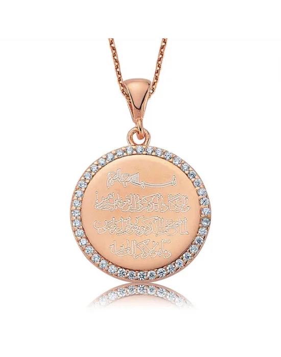 Gümüş Taşlı Nazar Duası Bayan Kolye