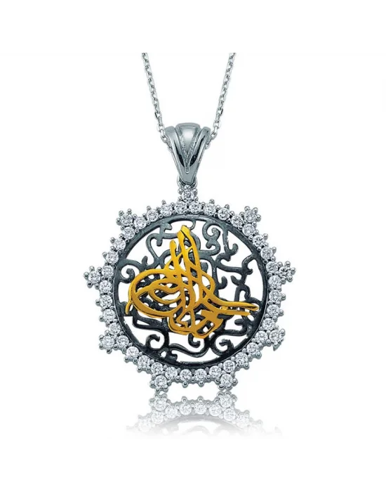 Gümüş Taşlı Tuğra Bayan Kolye