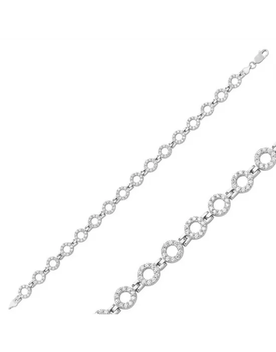 Gümüş Taşlı Yuvarlak Bayan Bileklik