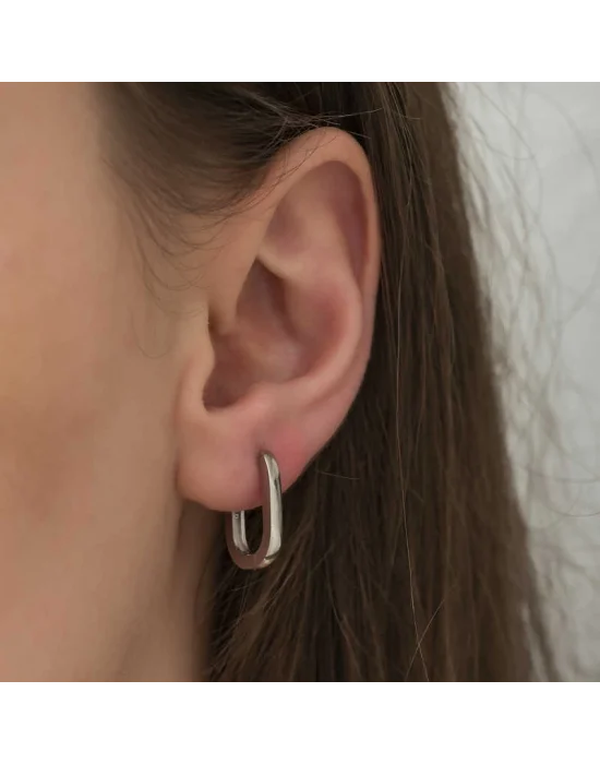 Gümüş Taşsız J Bayan Küpe