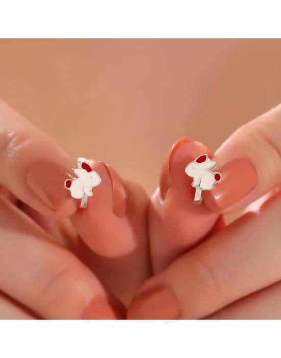 Gümüş Tavşan Çocuk Küpesi