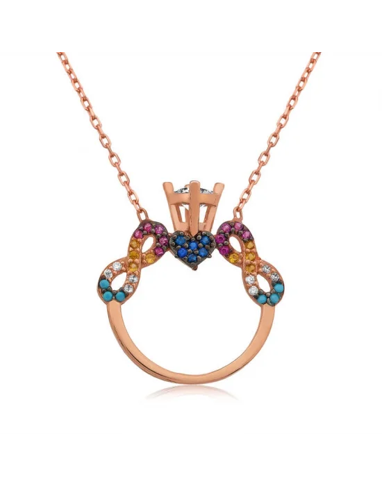 Gümüş Tek Taş Sonsuz Aşk Bayan Kolye