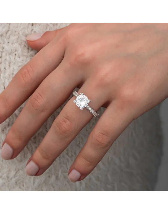 Gümüş Tektaş Tamtur Kadın Yüzük