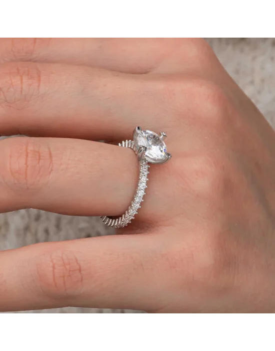 Gümüş Tektaş Tamtur Kadın Yüzük