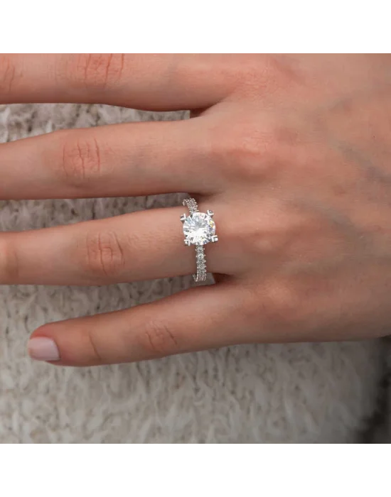 Gümüş Tektaş Tamtur Kadın Yüzük