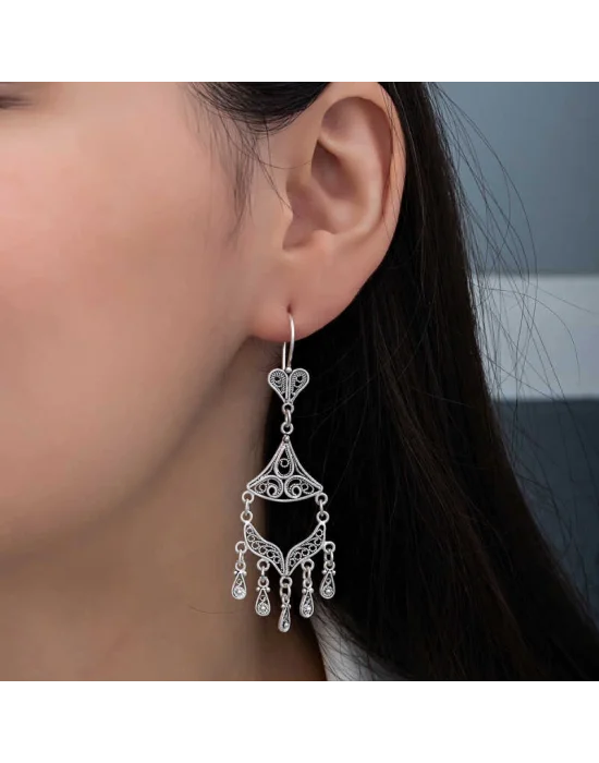 Gümüş Telkari Sallantılı Kadın Küpe