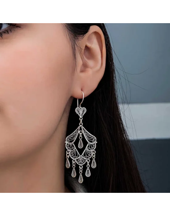 Gümüş Telkari Sallantılı Kadın Küpe