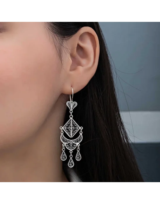 Gümüş Telkari Sallantılı Kadın Küpe