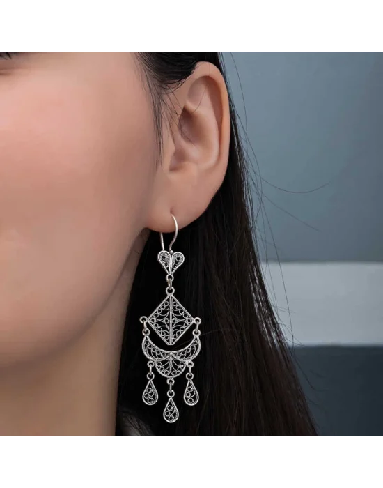 Gümüş Telkari Sallantılı Kadın Küpe