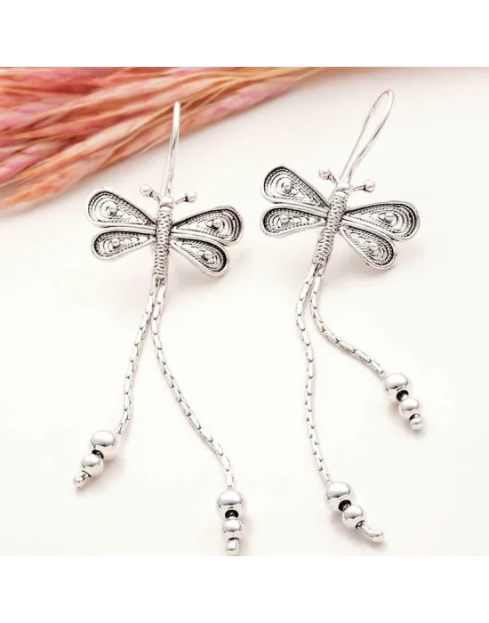 Gümüş Telkari Sallantılı Yusufçuk Kadın Küpe