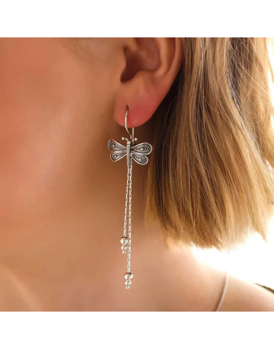 Gümüş Telkari Sallantılı Yusufçuk Kadın Küpe