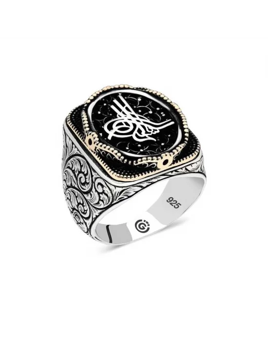 Gümüş Tuğra Oval Erkek Yüzük