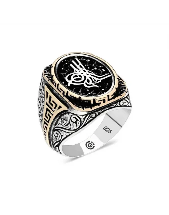 Gümüş Tuğra Oval Erkek Yüzük