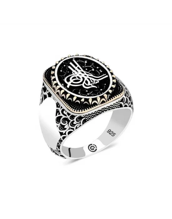 Gümüş Tuğra Oval Erkek Yüzük