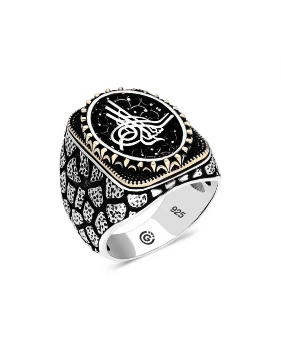 Gümüş Tuğra Oval Erkek Yüzük