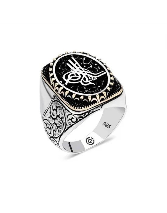 Gümüş Tuğra Oval Erkek Yüzük